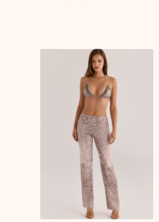 Maren Animal Print Satin Straight Leg Trousers